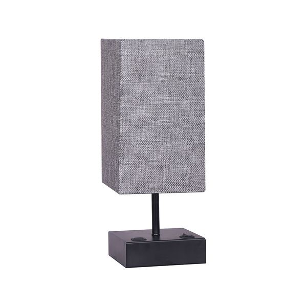 Metal-table-lamp-1-USB---size-5x5x14.5-on-off-switch-on-base--shade-size--5x5x9-grey-linen-fabric-square-shade